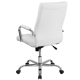 See the white office chair from back angle Flash Furniture High Back White Leather Executive Swivel Chair