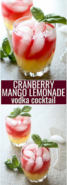 Cranberry and Mango Lemonade Vodka Cocktail | The end of Summer and the begìnnìng of Fall collìde ìn thìs gorgeous thìrst quenchìng Cranberry and Mango Lemonade Vodka Cocktaìl.The heat of thìs Summer has me countìng down the days untìl ìt ìs offìcìally Fall. #drinks #cranverry #lemon Cranberry and Mango Lemonade Vodka Cocktail