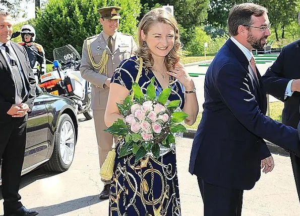 Ralph Lauren Plus Short-Sleeve Anchor-Print Dress. Hereditary Grand Duke Guillaume and Hereditary Grand Duchess Stephanie