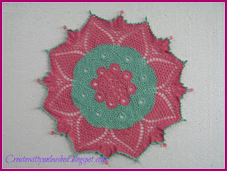 Crochet colorful doily with beads 3