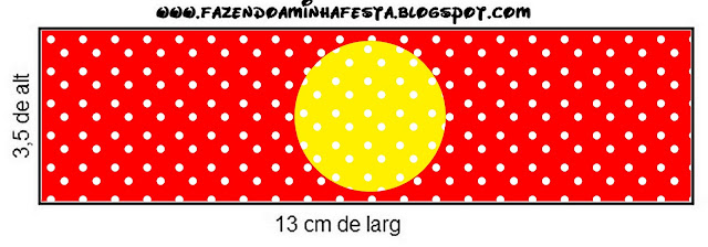 Etiquetas de Rojo, Amarillo y Lunares Blancos para imprimir gratis.