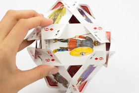 how to make cool card sculptures from playing cards- such a fun STEAM activity to try out with kids!