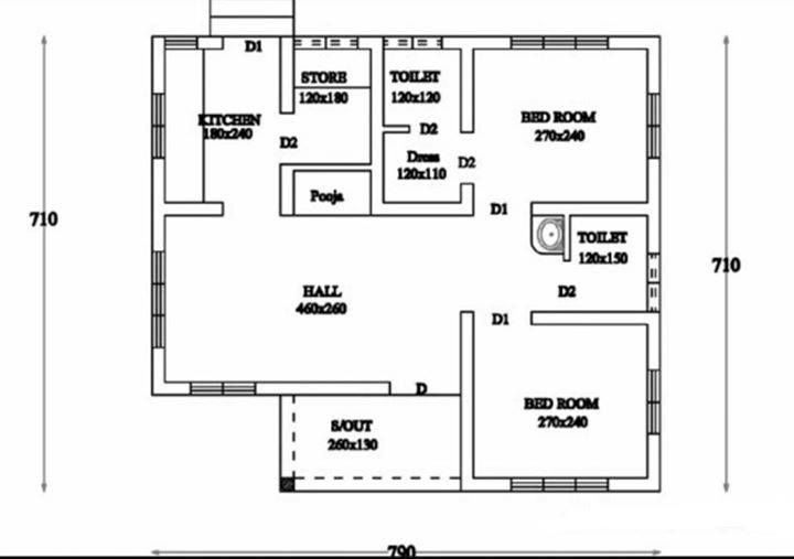 Budget 2 Bedroom Kerala Home Plan for Small Plot Kerala