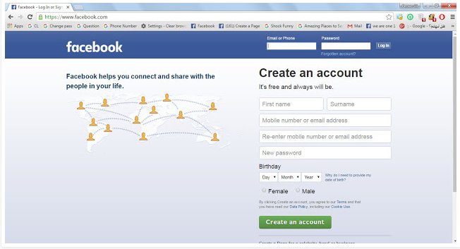 Login full home Facebook welcome site page