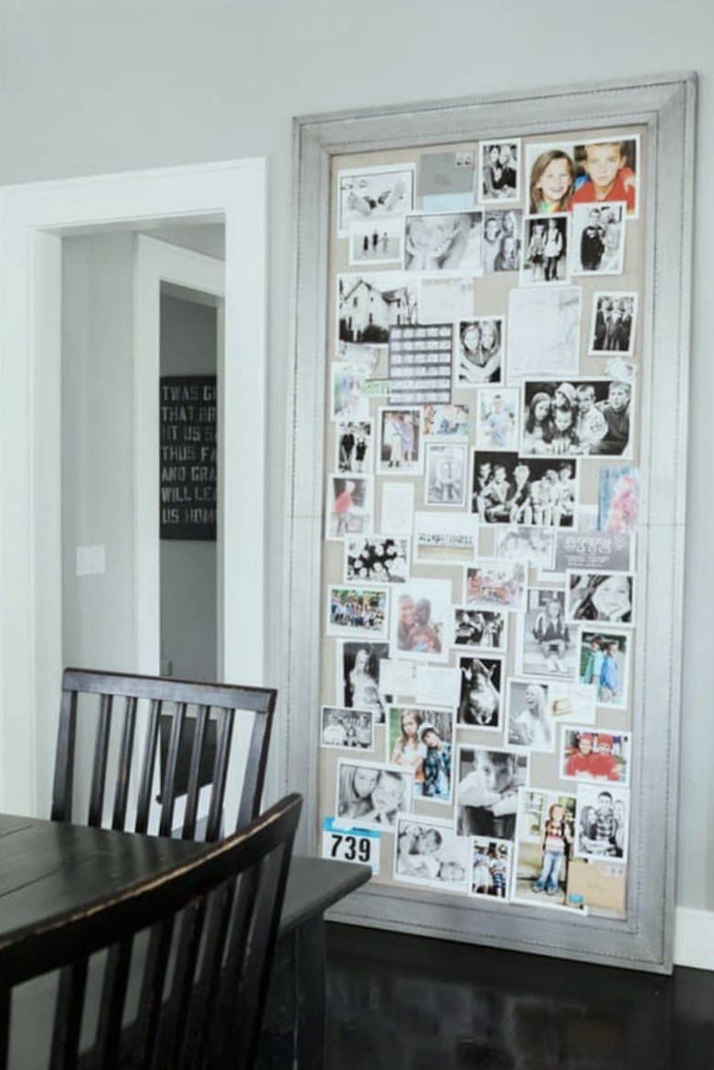 Giant linen mood board in a modern farmhouse kitchen - Hello Lovely Studio