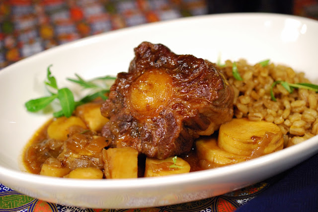 Wine Braised Oxtails with Rosemary and Tarragon and Pearl Barley  by Greg Hudson