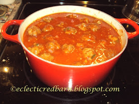 Eclectic Red Barn: Sweet and Sour Meatballs Cooking in Sauce
