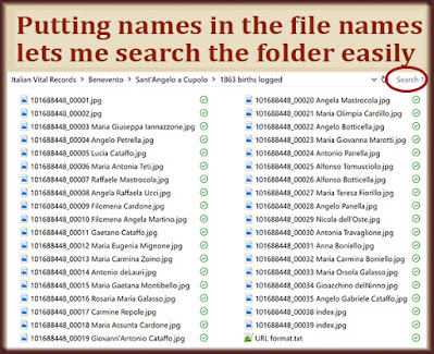 Adding people's names to the file names makes the collection searchable.