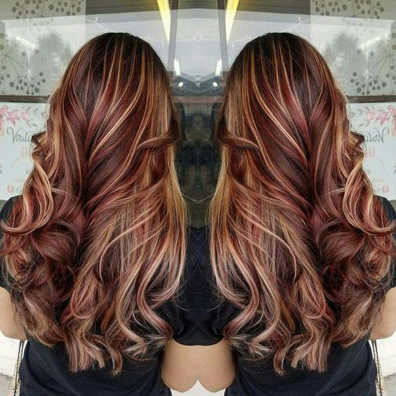 Red Highlights On Black Brown Blonde Hair Hair Fashion Online