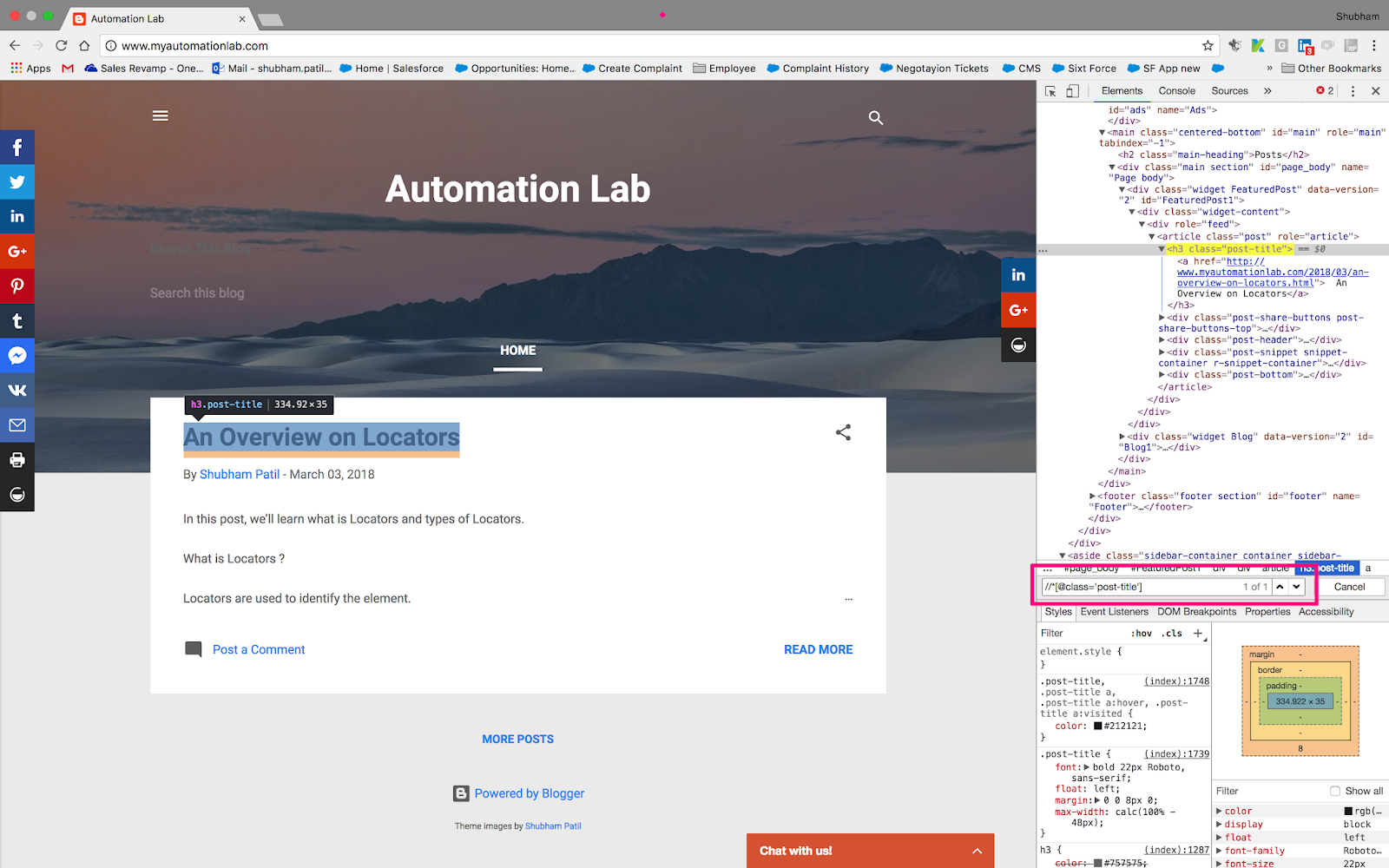 An Overview on xPath My Automation Lab
