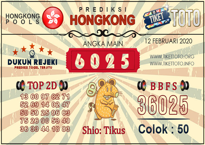 Prediksi Togel HONGKONG TIKETTOTO 12 FEBRUARI 2020