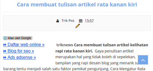 Cara membuat tulisan artikel rata kanan kiri