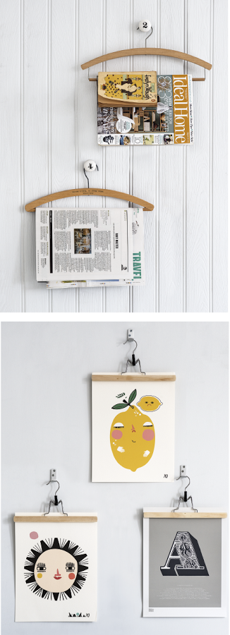 Decora tus paredes con láminas colgadas en perchas