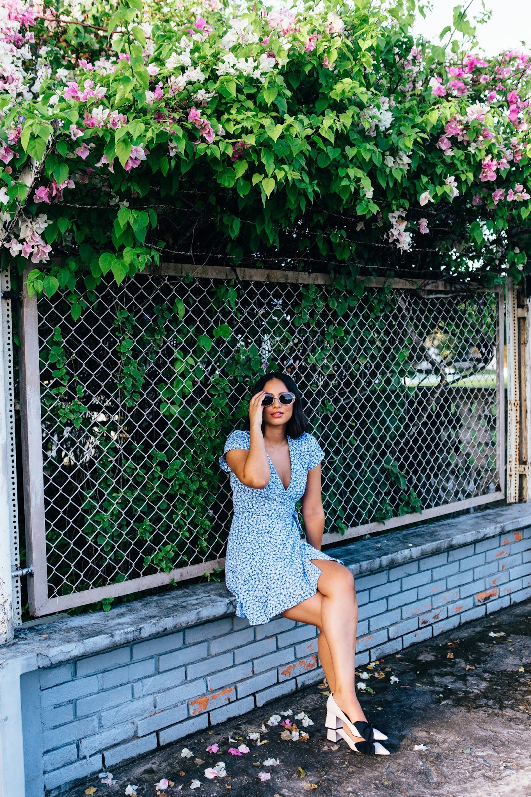 h&m blue wrap dress