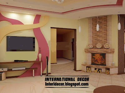 modern gypsum board wall decoration for living room interior design
