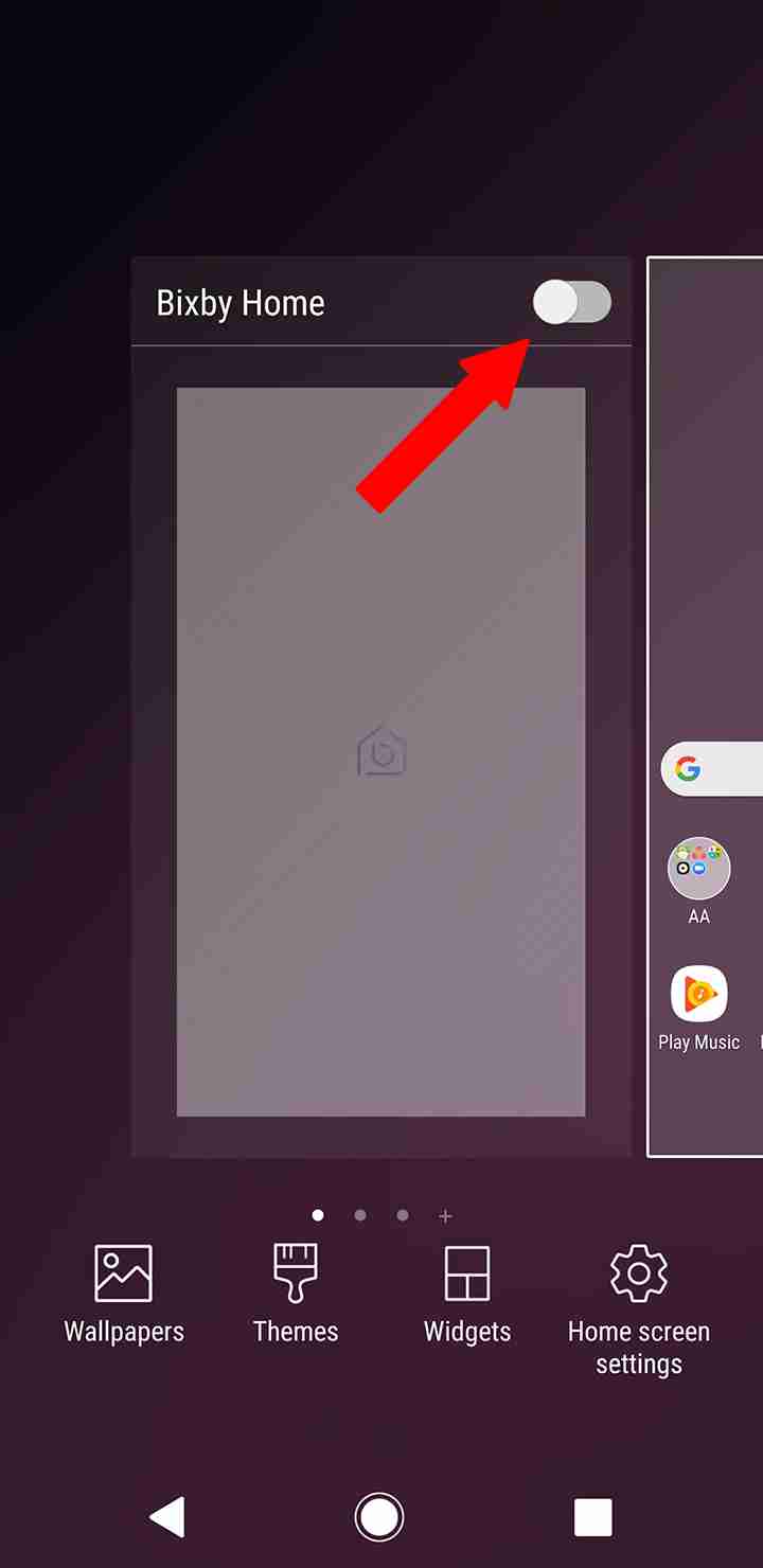 How to disable Bixby home step 3