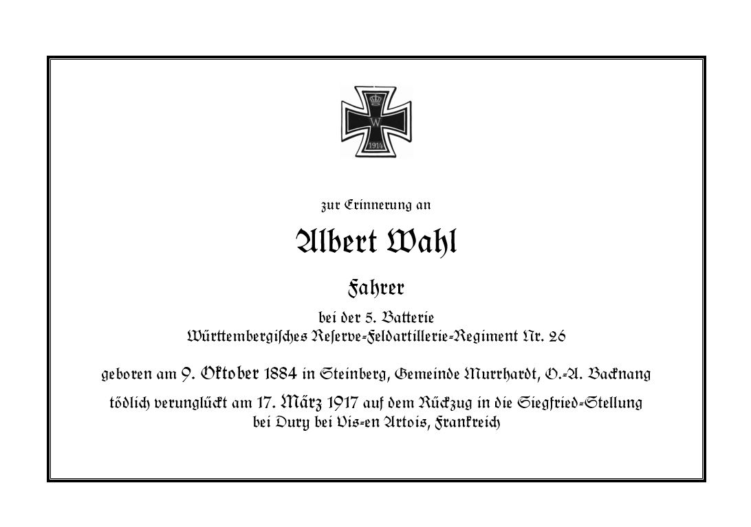 Württembergischer WeltkriegsBlog 17. März 1917