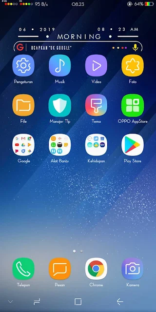 .Cara Merubah Tampilan Oppo A83, A3s, F5, F7 dan Seri Lainnya Menjadi Samsung S8 Tanpa Aplikasi