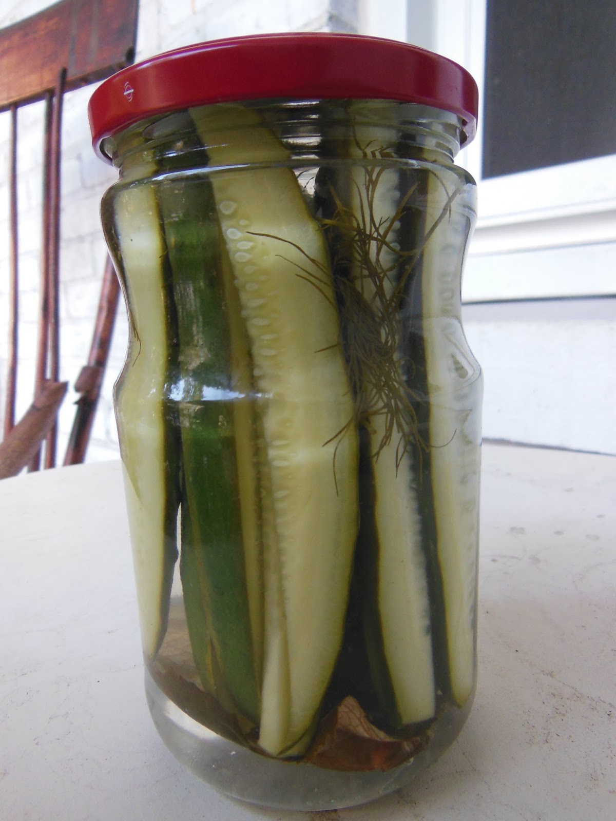 CulinaryAdventure Fridge pickled cucumbers (fauxGrillo's Hot)