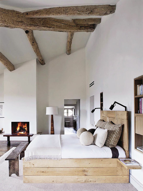 Neo rustic bedroom | Design by Pierre Yovanovitch via Elle Decoration France Jul-Ago 2013. Photo by Jean-François Jassaud / LUXPRODUCTIONS.