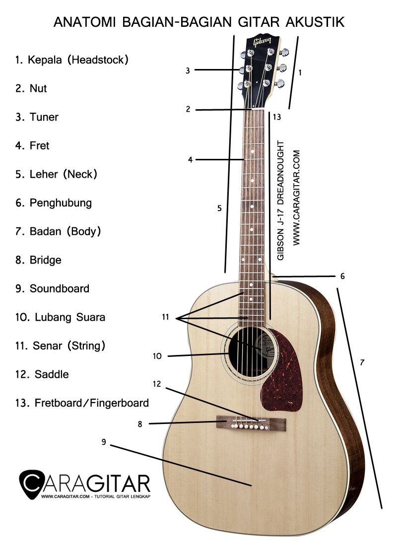 Mengenal Bagian Bagian Gitar Akustik Dan Fungsinya BroGitar