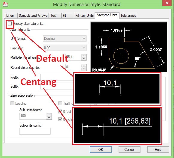 MENGGUNAKAN ALTERNATE UNIT PADA DIMENSI DI AUTOCAD