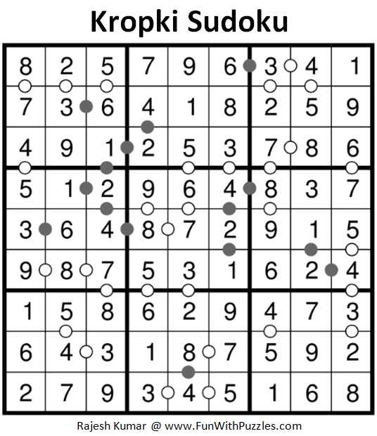 Kropki Sudoku Puzzles (Fun With Sudoku #225) Solution