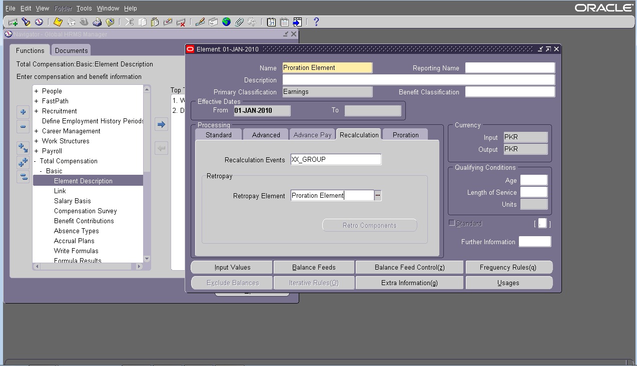 My Oracle World Retro Pay By Element In Oracle HRMS Payroll