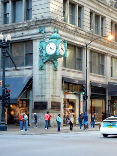 Marshall Field Clock on State St. in downtown Chicago, Illinois
