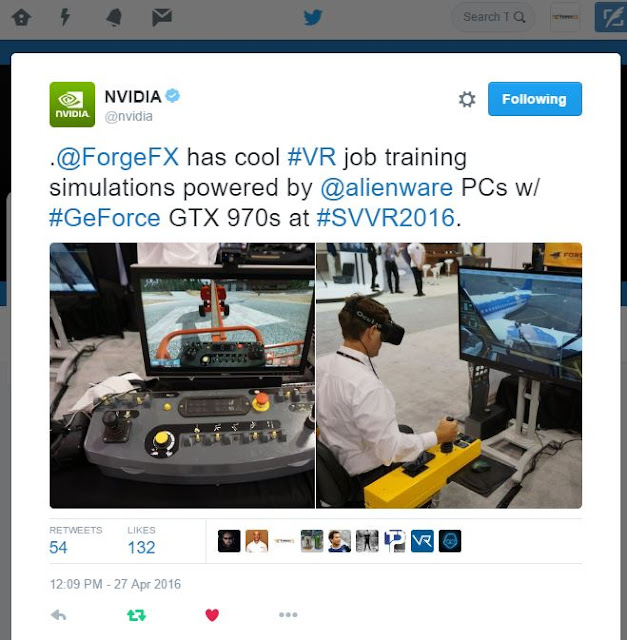 ForgeFX has cool VR job training simulations powered by Alienware PCs with GeForce GTX 970s at SVVR2016.