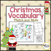 Christmas Vocabulary Match and Write,  www.JustTeachy.com