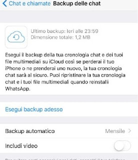 Backup delle chat iPhone WhatsApp iPhone