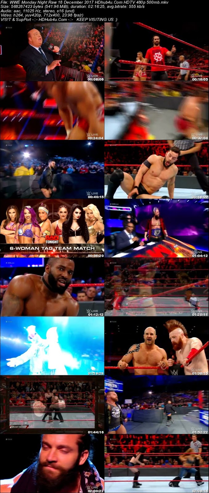 WWE Monday Night Raw 18 December 2017 480p HDTV 500MB Download