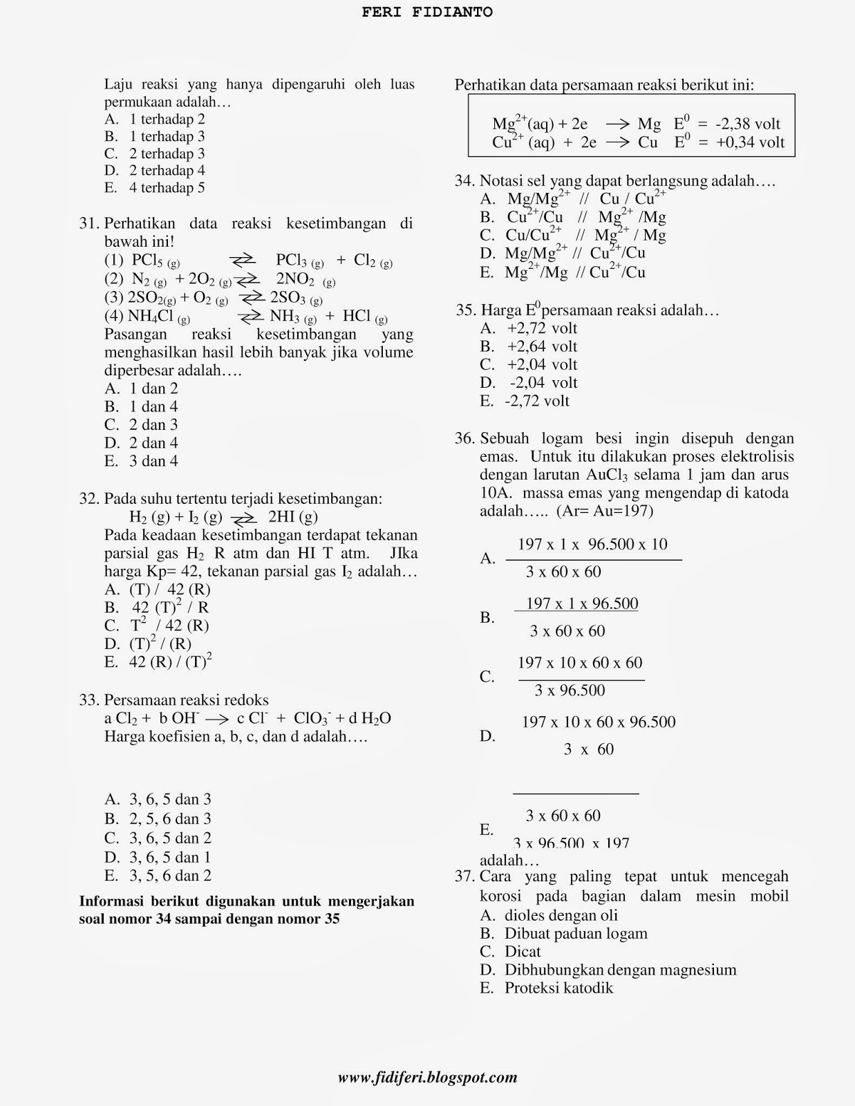Soal Un Korosi | Revisi Id