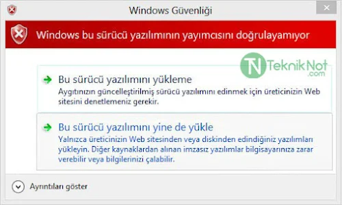 Sürücü imzası zorlamasını devre dışı bırakma