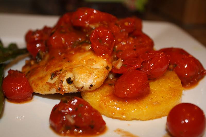 Jourdan Leigh in the kitchen Chicken w/ Tomato Herb Pan Sauce over Polenta