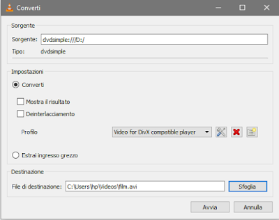 VLC-conversione file