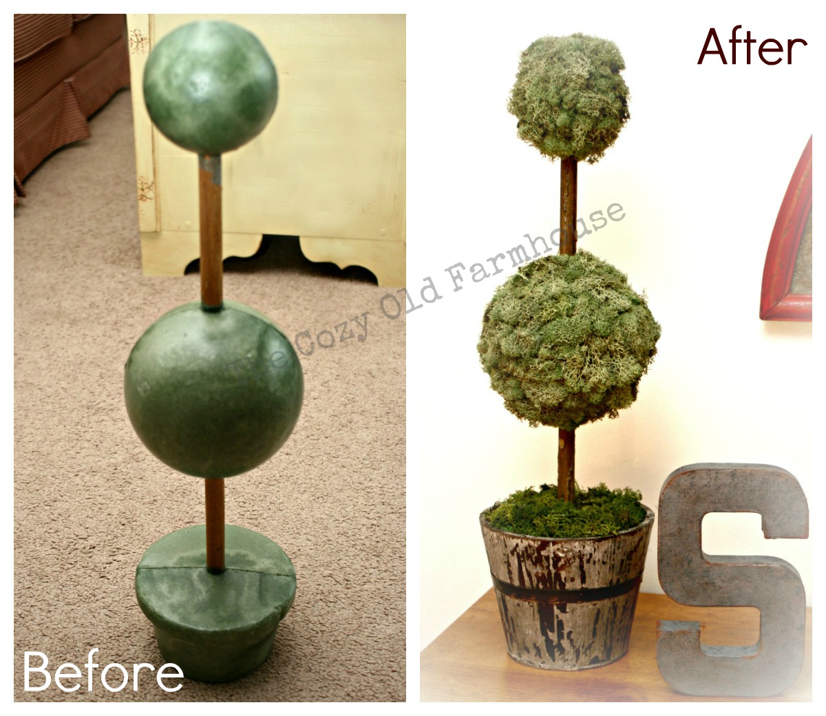 The Cozy Old "Farmhouse" DIY Topiaries Tutorial