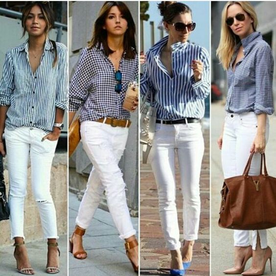 Aprende cómo combinar tus pantalones blancos con estos 18 outfits de moda ~  