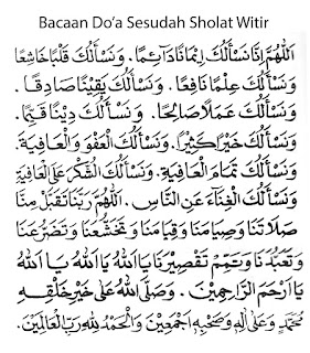 Lafadz Bacaan Wirid Doa Witir Sehabis Shalat Witir Lengkap Arab Latin