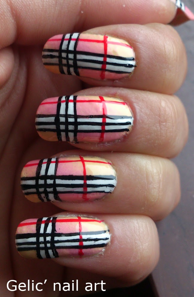 Gelic' nail art: 31DC2013 Day 26; Pink burberry nail art with gradient