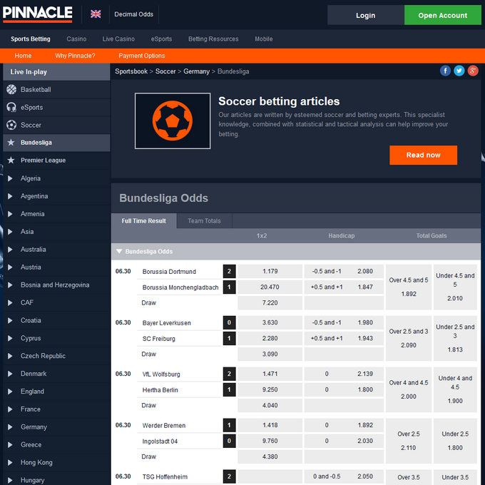 Pinnacle Live Betting Pinnacle Screen