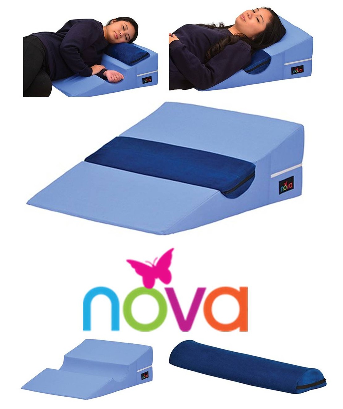 Bed Wedge with Half Roll Pillow