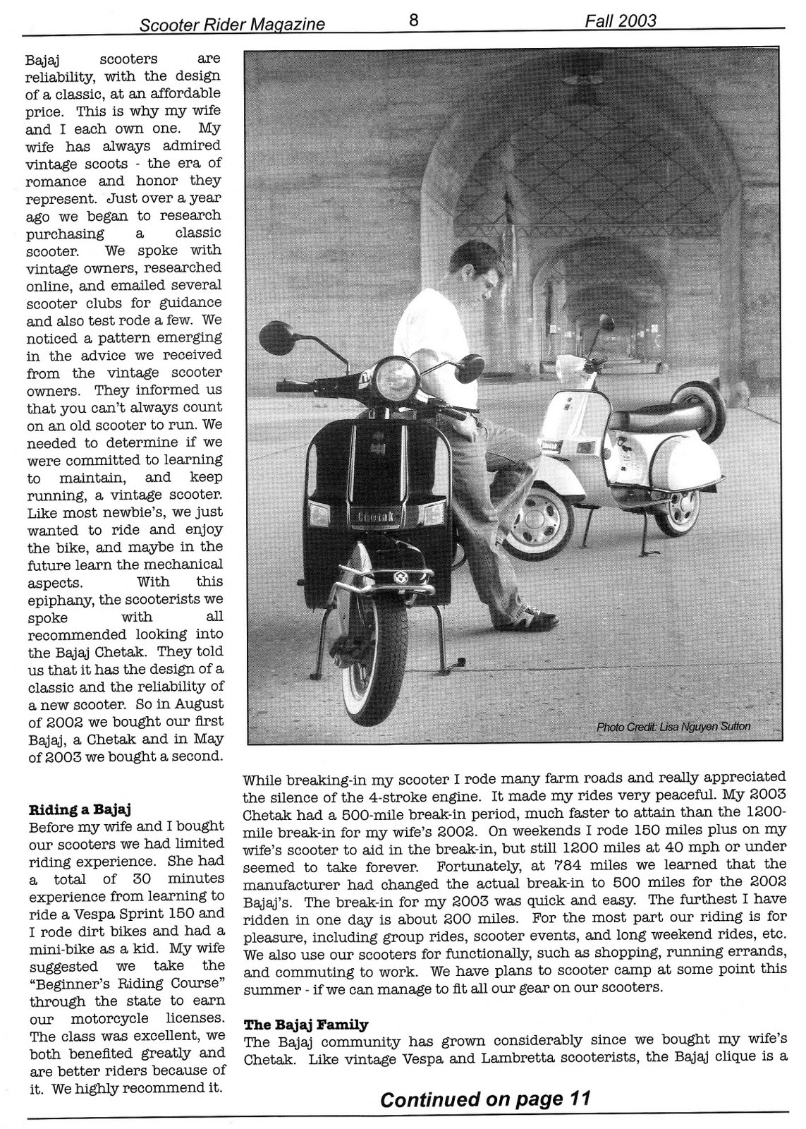 Everything Bajaj Chetak: Scooter Rider Magazine review of Bajaj 2003