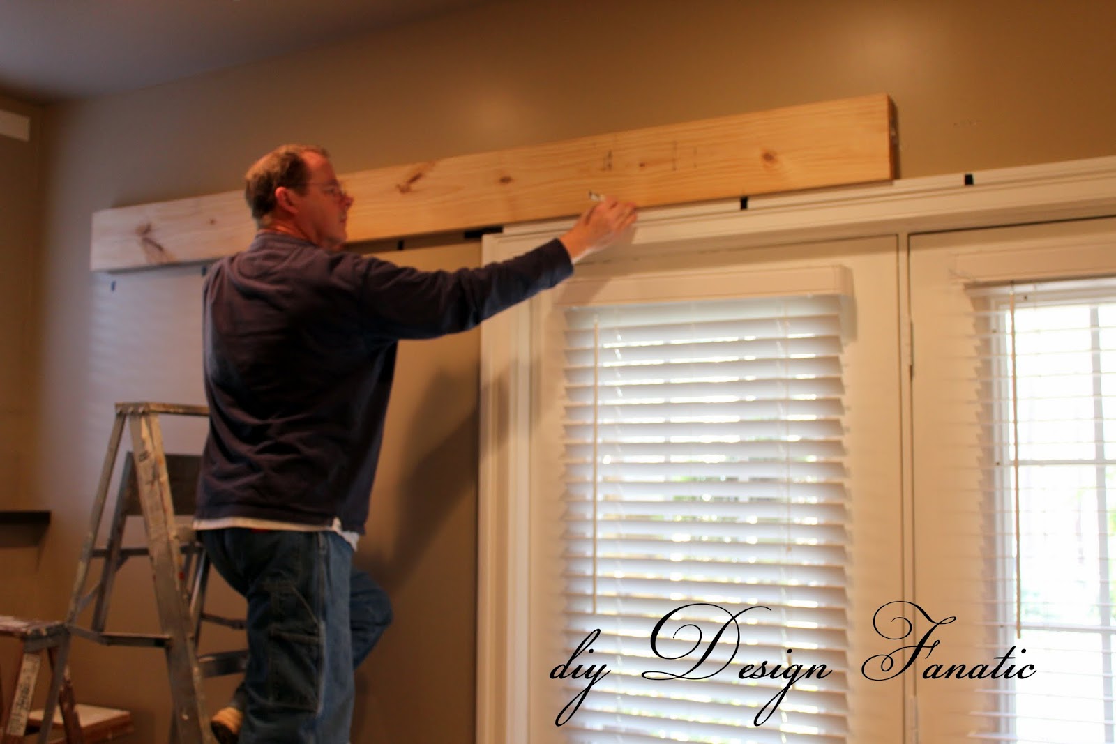 I stained the two headers with oil based Jacobean stain by Minwax. You can see the predrilled