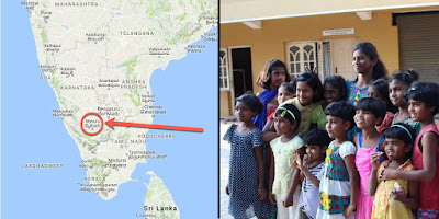 Photo of map of India and children from the orphanage