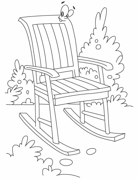 Tranh tô màu cái ghế gỗ lắc lư