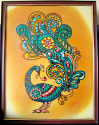 painting glass peacock