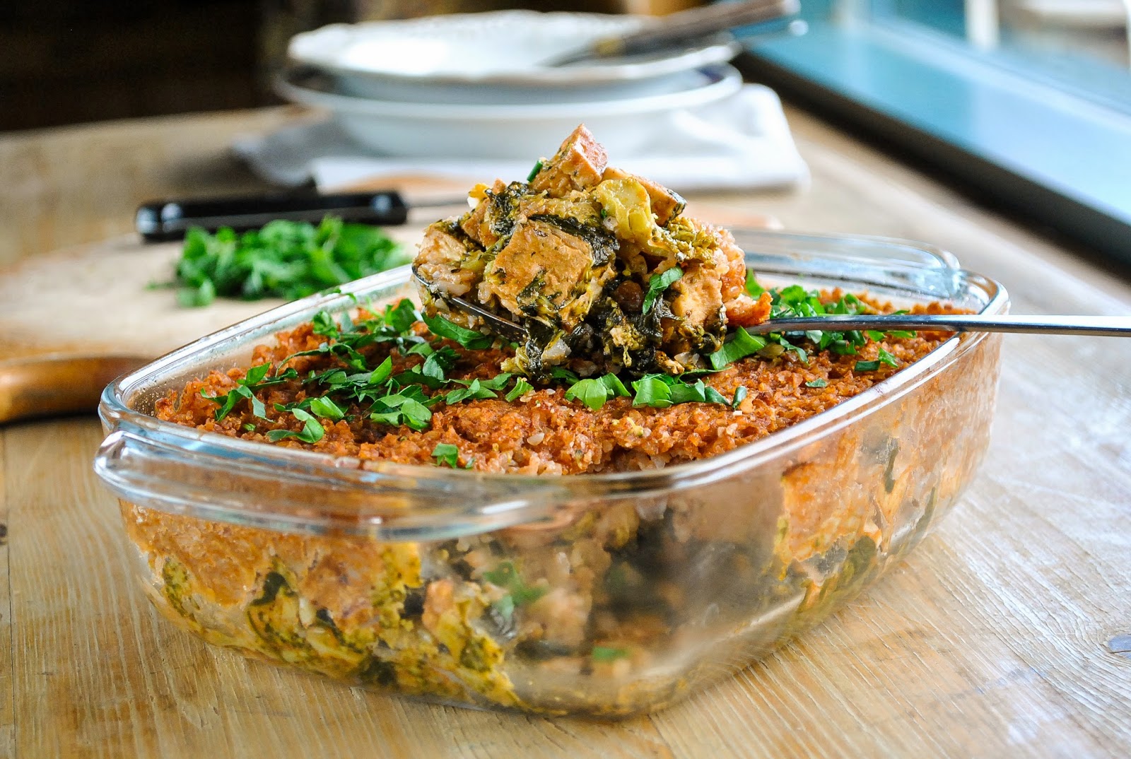 Shepherd's pie with buckwheat, veggies and tofu VeganSandra