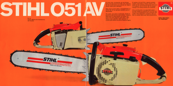 Motosierra De Colección: 051 Folleto publicitario - Stihl AV Advertising chainsaw